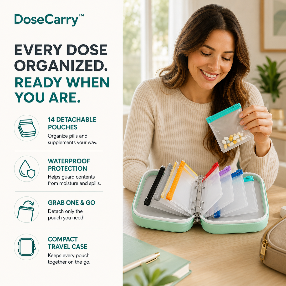 DoseCarry™ Detachable Pill Pouch Organizer