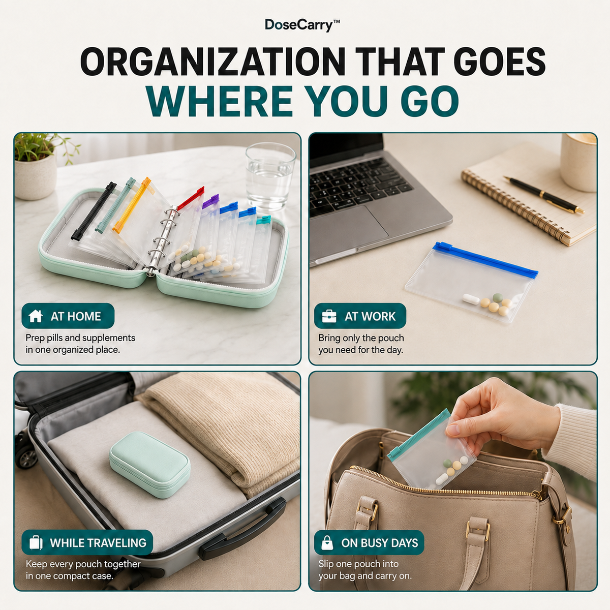 DoseCarry™ Detachable Pill Pouch Organizer