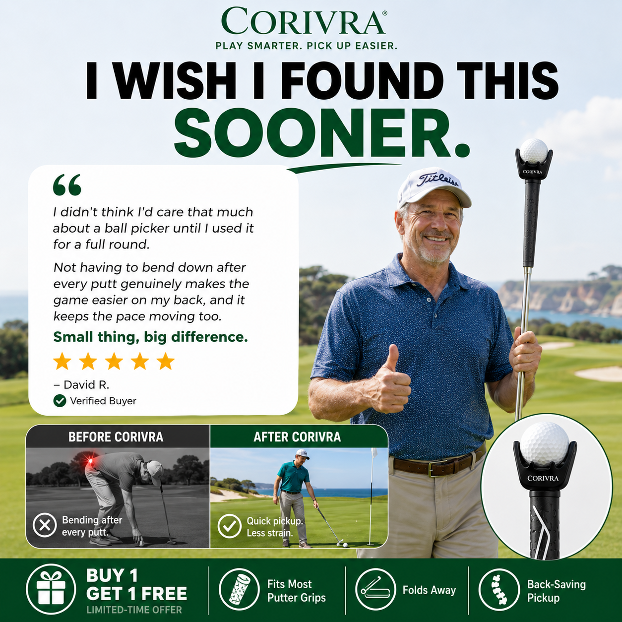 Corivra PuttLift™ Golf Ball Grabber