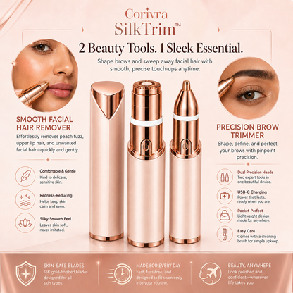 Corivra SilkTrim 2-in-1 Facial Hair & Eyebrow Trimmer